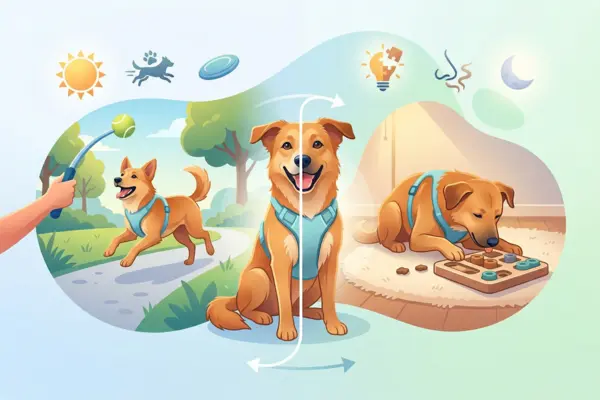 Como alternar estímulos físicos e mentais ao longo do dia para evitar sobrecarga no cachorro