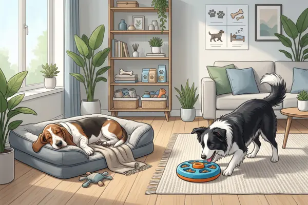 Rotina diária para cachorros com níveis de energia muito diferentes no mesmo ambiente